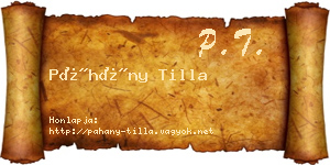 Páhány Tilla névjegykártya